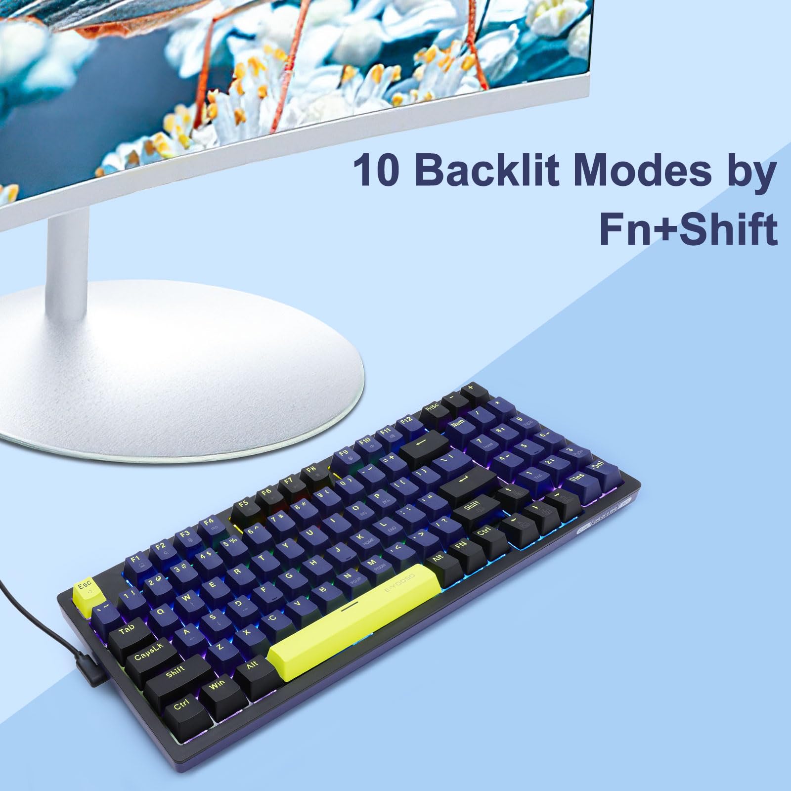 E-YOOSO Z-94 Teclado mecânico arco-íris retroiluminado, 94 teclas